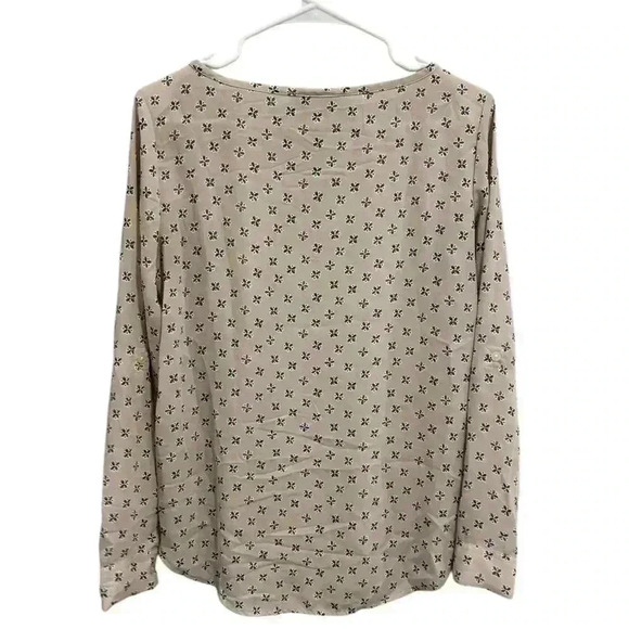 LOFT Nude/Blush Black Print Patterned Blouse Ann Taylor XS Workwear office - Picture 6 of 8